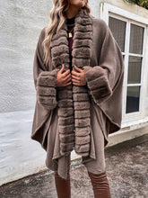 Luxurious Faux Fur Collar Mid-Length Cardigan 