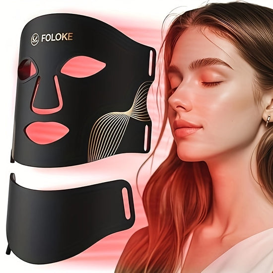 LED Light Therapy Face & Neck Mask – Red & Blue Light, Anti-Aging Skin Care