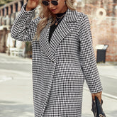 Elegant Suit Collar Long Hidden Hook Wool Coat Women