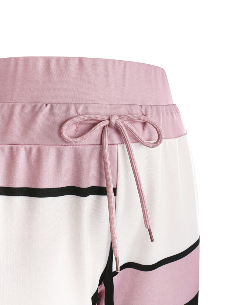 Long Sleeve Color Block Hoodie & Drawstring Pants Outfits