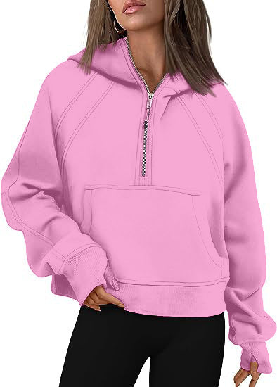 Zipper Hoodies Sweatshirts With Pocket Loose Sport Tops Long Sleeve Pullover Sweaters Winter Fall Outfits Women Clothing - Lifestil. www.Lifestil.net