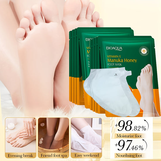 5 Pairs of Bioaqua Foot Masks with Vitamin E and Honey