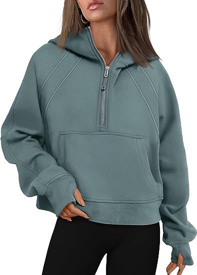 Zipper Hoodies Sweatshirts With Pocket Loose Sport Tops Long Sleeve Pullover Sweaters Winter Fall Outfits Women Clothing - Lifestil. www.Lifestil.net