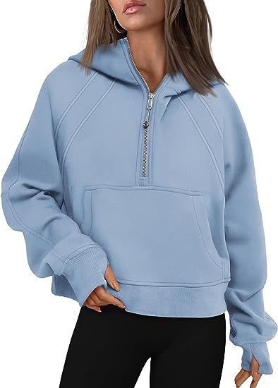 Zipper Hoodies Sweatshirts With Pocket Loose Sport Tops Long Sleeve Pullover Sweaters Winter Fall Outfits Women Clothing - Lifestil. www.Lifestil.net