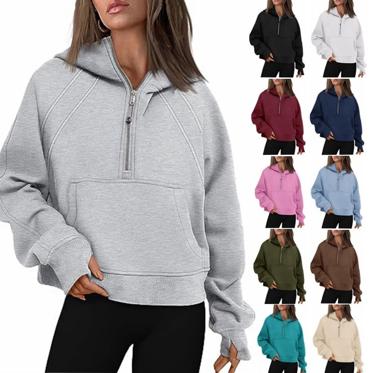 Zipper Hoodies Sweatshirts With Pocket Loose Sport Tops Long Sleeve Pullover Sweaters Winter Fall Outfits Women Clothing - Lifestil. www.Lifestil.net