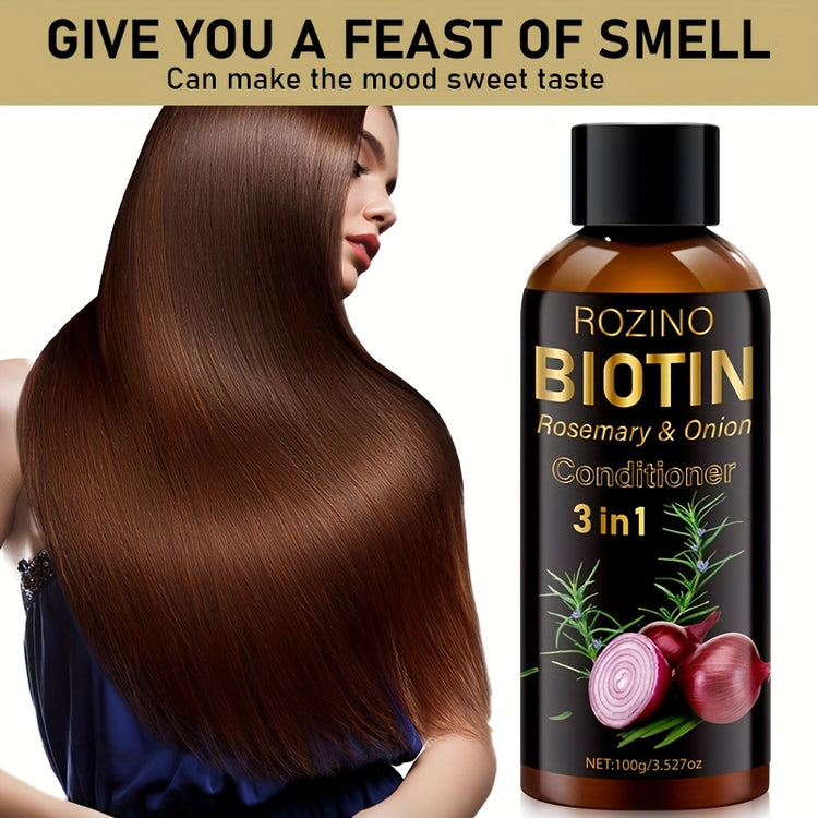 2pcs*100g Biotin Rosemary Onion Trio Shampoo & Conditioner Set, with Plant Keratin and Argan Oil Core Ingredients, Rich Lather for Easy Rinse, Removes Loose Dandruff, Strengthens Hair, Repairs Split Ends, Restores Dry/Damaged - Lifestil. www.Lifestil.net