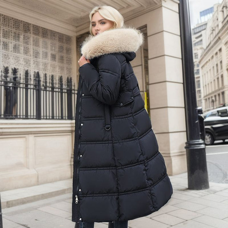 Winter Long Jacket with Fur Hood