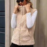 Cardigan Zipper Loose Diamond Lattice Coat Plush Vest