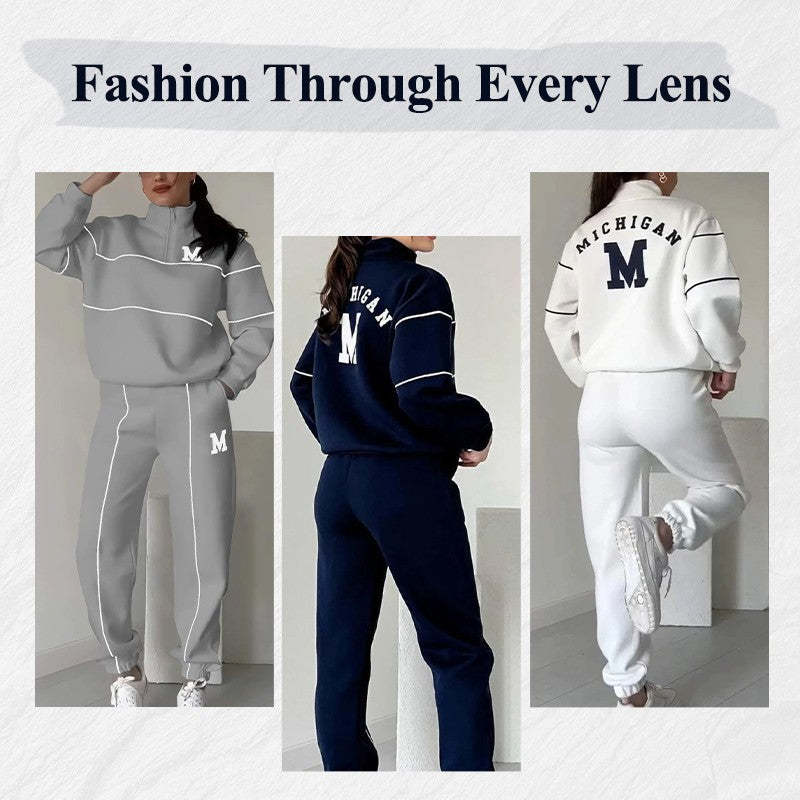 Womens 2 Piece Outfits Lounge Hoodless Pullover Sweatshirt Sweatsuit Sets Sweatshirt Baggy Fashion Sweatpants With Pockets - Lifestil. www.Lifestil.net