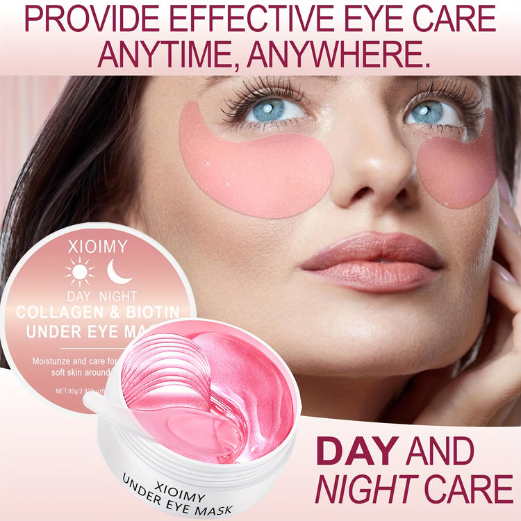 60pcs Day & Night Collagen & Biotin Eye Patches - Hypoallergenic - Lifestil. www.Lifestil.net