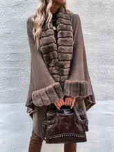 Luxurious Faux Fur Collar Mid-Length Cardigan 