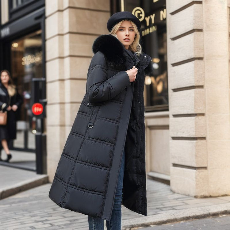 Winter Long Jacket with Fur Hood