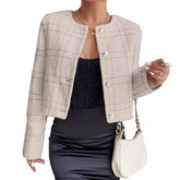 women’s plaid button jacket