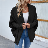 New Loose Knitted Sweater Solid Color Bat Sleeve Large Lapel Cardigan Autumn And Winter Fashion Jacket For Women Clothing - Lifestil. www.Lifestil.net